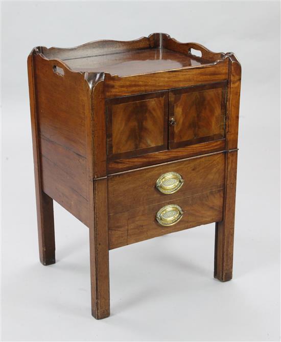 A George III mahogany tray top commode, W.1ft 7in. D.1ft 5in. H.2ft 7in.
